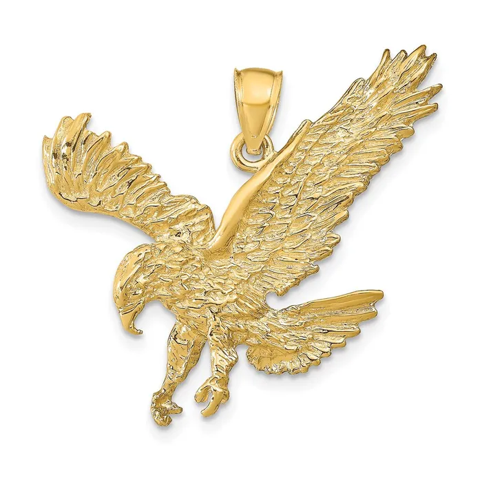Goldia PreStyled Sets 14k Yellow Gold Textured Eagle Landing Pendant