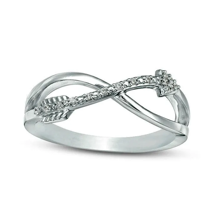 Goldia Rings 005 CT TW Natural Diamond Crossover Arrow Ring in Sterling Silver Goldia Rings 005 CT TW Natural Diamond Crossover Arrow Ring in Sterling Silver
