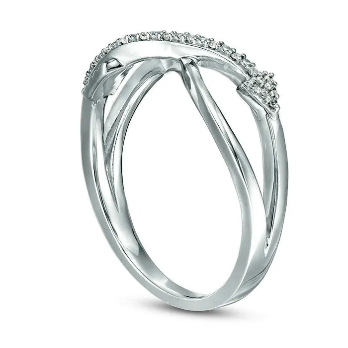 Goldia Rings 005 CT TW Natural Diamond Crossover Arrow Ring in Sterling Silver Goldia Rings 005 CT TW Natural Diamond Crossover Arrow Ring in Sterling Silver