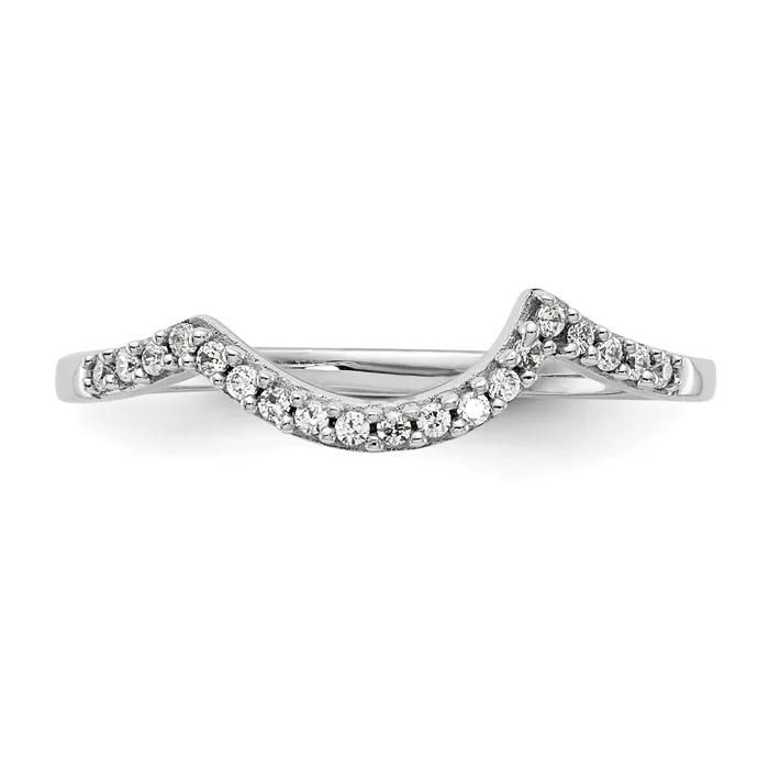 Goldia Rings 010ct CZ Solid Real 14k White Gold Wedding Wedding Band Ring