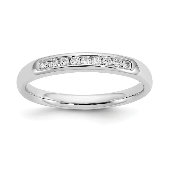 Goldia Rings 014ct CZ Solid Real 14K White Gold 9Stone Channel Wedding Band Ring Goldia Rings 014ct CZ Solid Real 14K White Gold 9Stone Channel Wedding Band Ring