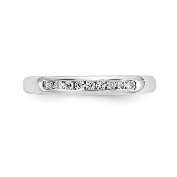 Goldia Rings 014ct CZ Solid Real 14K White Gold 9Stone Channel Wedding Band Ring