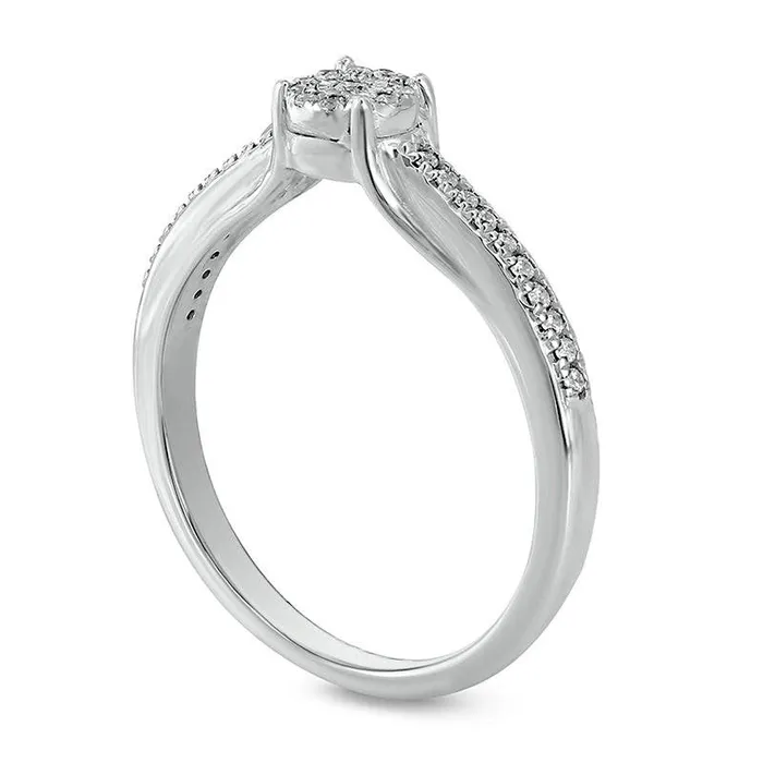 Goldia Rings 017 CT TW Natural Diamond Frame Promise Ring in Solid 10K White Gold Goldia Rings 017 CT TW Natural Diamond Frame Promise Ring in Solid 10K White Gold