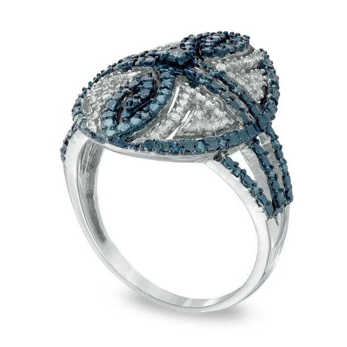 Goldia Rings 025 CT TW Enhanced Blue and White Natural Diamond Antique VintageStyle Egg Ring in Sterling Silver Goldia Rings 025 CT TW Enhanced Blue and White Natural Diamond Antique VintageStyle Egg Ring in Sterling Silver
