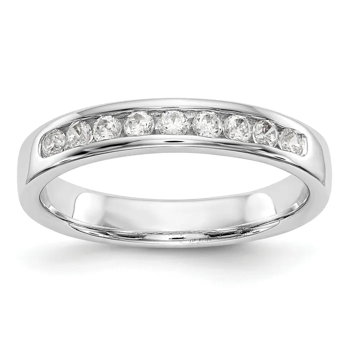 Goldia Rings 025ct CZ Solid Real 14K White Gold 919mm Channel Wedding Band Ring Goldia Rings 025ct CZ Solid Real 14K White Gold 919mm Channel Wedding Band Ring