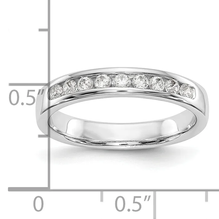 Goldia Rings 025ct CZ Solid Real 14K White Gold 919mm Channel Wedding Band Ring