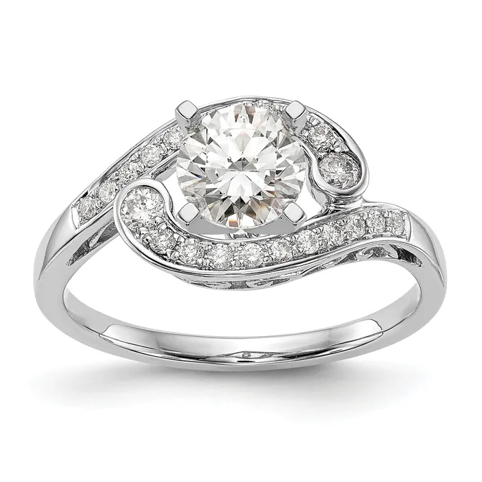 Goldia Rings 025ct CZ Solid Real 14k White Gold Peg Set ByPass Engagement Ring Goldia Rings 025ct CZ Solid Real 14k White Gold Peg Set ByPass Engagement Ring