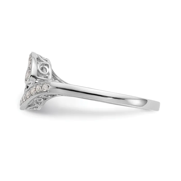 Goldia Rings 025ct CZ Solid Real 14k White Gold Peg Set ByPass Engagement Ring