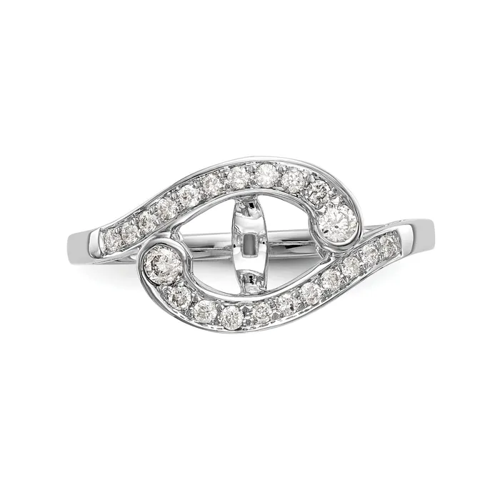 Goldia Rings 025ct CZ Solid Real 14k White Gold Peg Set ByPass Engagement Ring