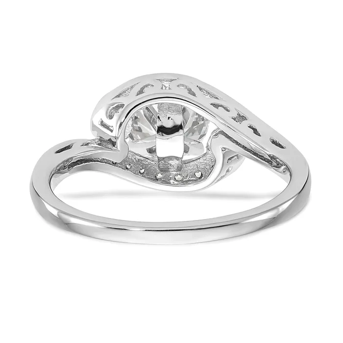 Goldia Rings 025ct CZ Solid Real 14k White Gold Peg Set ByPass Engagement Ring