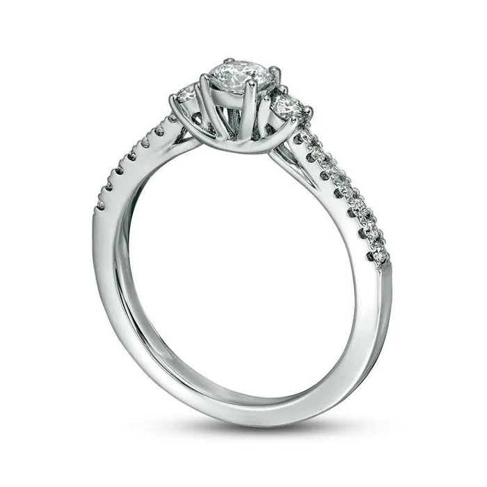 Goldia Rings 050 CT TW Certified Natural Diamond Three Stone Engagement Ring in Solid 14K White Gold II1 Goldia Rings 050 CT TW Certified Natural Diamond Three Stone Engagement Ring in Solid 14K White Gold II1