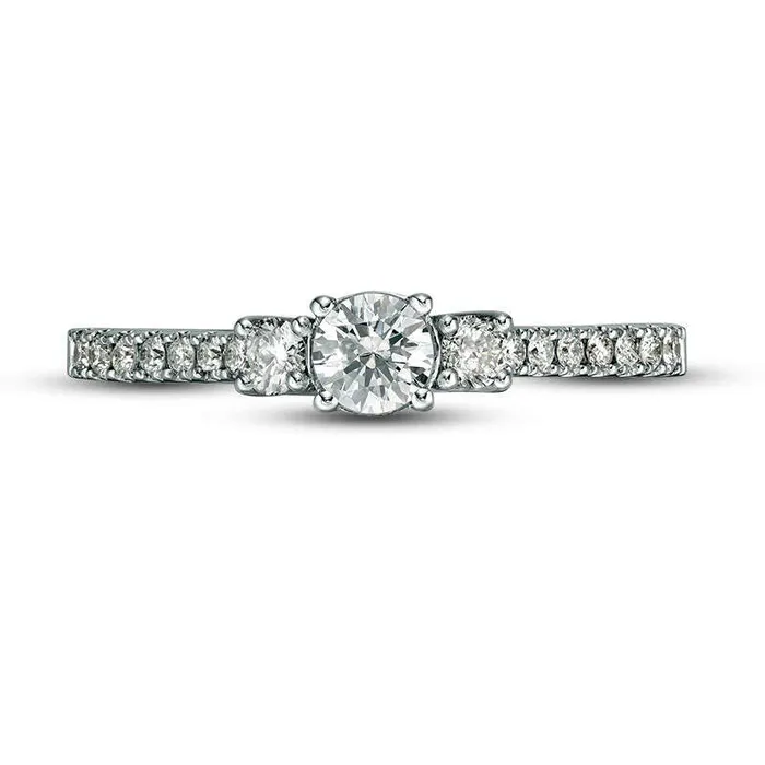 Goldia Rings 050 CT TW Certified Natural Diamond Three Stone Engagement Ring in Solid 14K White Gold II1 Goldia Rings 050 CT TW Certified Natural Diamond Three Stone Engagement Ring in Solid 14K White Gold II1