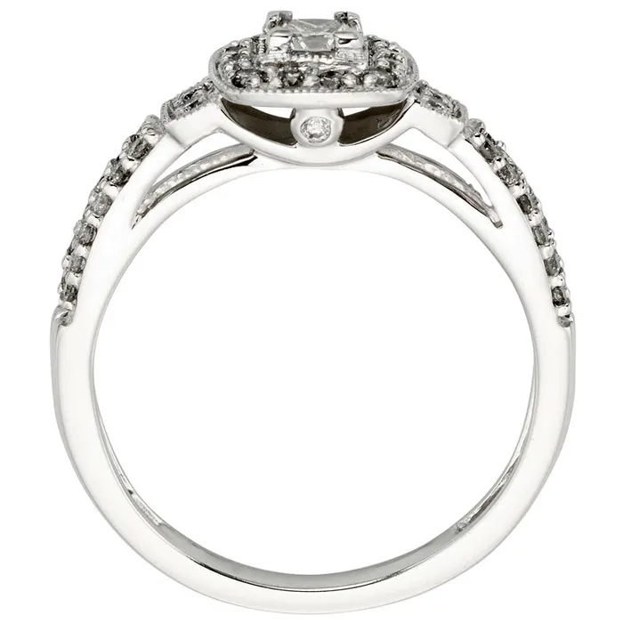 Goldia Rings 050 CT TW Certified PrincessCut Natural Diamond Frame Split Shank Engagement Ring in Solid 10K White Gold II2 Goldia Rings 050 CT TW Certified PrincessCut Natural Diamond Frame Split Shank Engagement Ring in Solid 10K White Gold II2