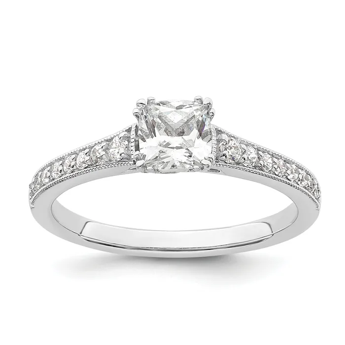 Goldia Rings 050ct CZ Solid Real 14k White Polish 12ct Cushion Engagement Dia Ring Goldia Rings 050ct CZ Solid Real 14k White Polish 12ct Cushion Engagement Dia Ring