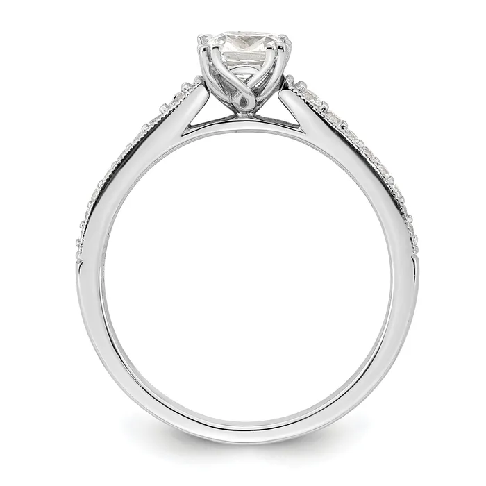 Goldia Rings 050ct CZ Solid Real 14k White Polish 12ct Cushion Engagement Dia Ring