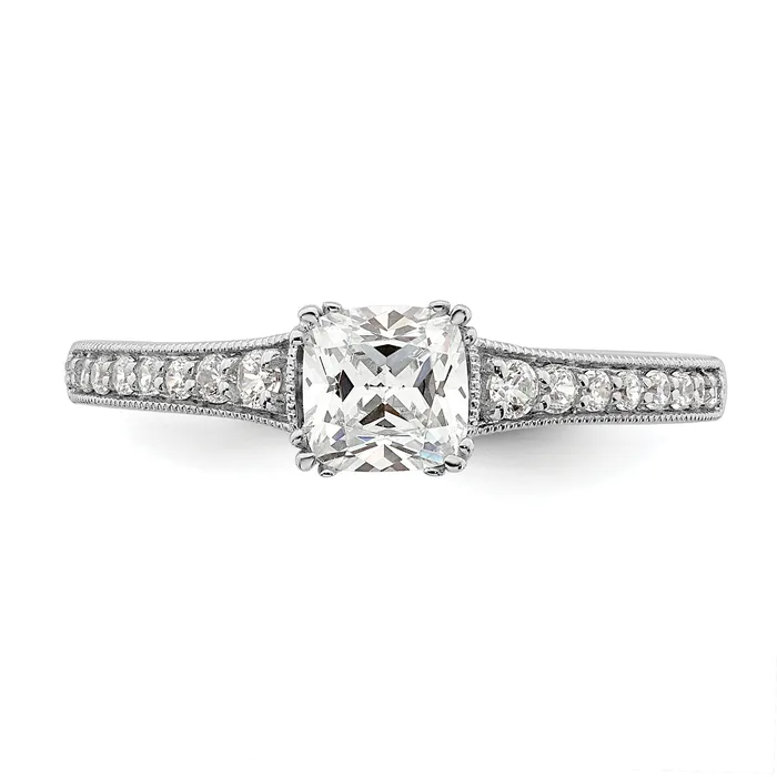 Goldia Rings 050ct CZ Solid Real 14k White Polish 12ct Cushion Engagement Dia Ring