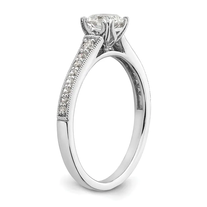 Goldia Rings 050ct CZ Solid Real 14k White Polish 12ct Cushion Engagement Dia Ring