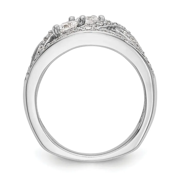 Goldia Rings 097ct CZ Solid Real 14K White Gold Wedding Band Ring