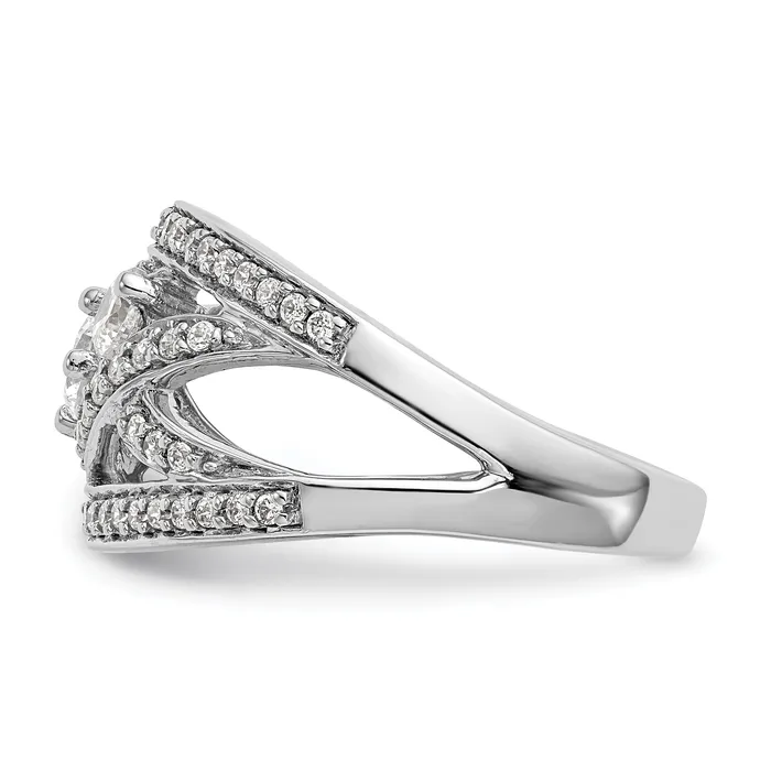 Goldia Rings 097ct CZ Solid Real 14K White Gold Wedding Band Ring