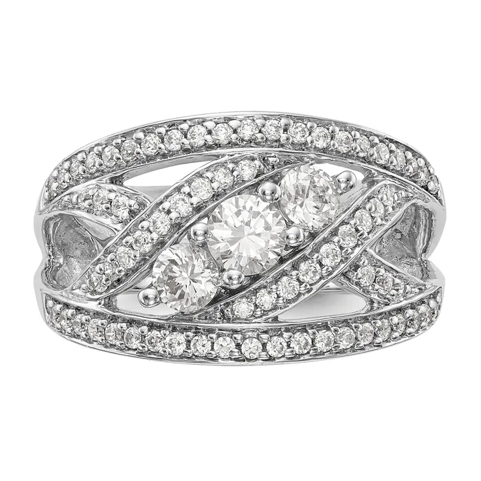 Goldia Rings 097ct CZ Solid Real 14K White Gold Wedding Band Ring