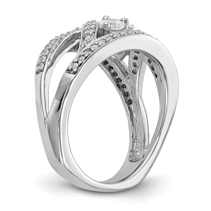 Goldia Rings 097ct CZ Solid Real 14K White Gold Wedding Band Ring