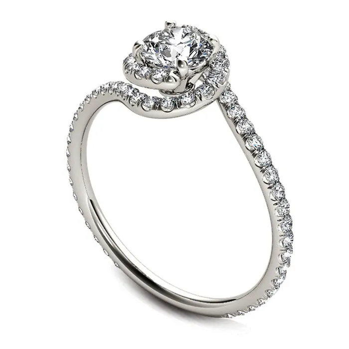 Goldia Rings 10 CT TW Natural Diamond Bypass Swirl Engagement Ring in Solid 14K White Gold Goldia Rings 10 CT TW Natural Diamond Bypass Swirl Engagement Ring in Solid 14K White Gold