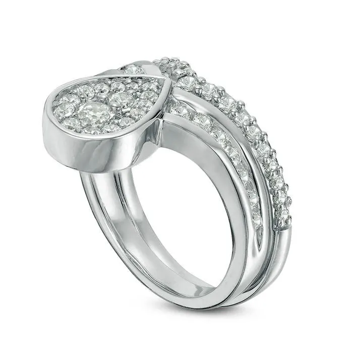 Goldia Rings 10 CT TW Natural Diamond PearShaped Frame Bridal Engagement Ring Set in Solid 10K White Gold Goldia Rings 10 CT TW Natural Diamond PearShaped Frame Bridal Engagement Ring Set in Solid 10K White Gold