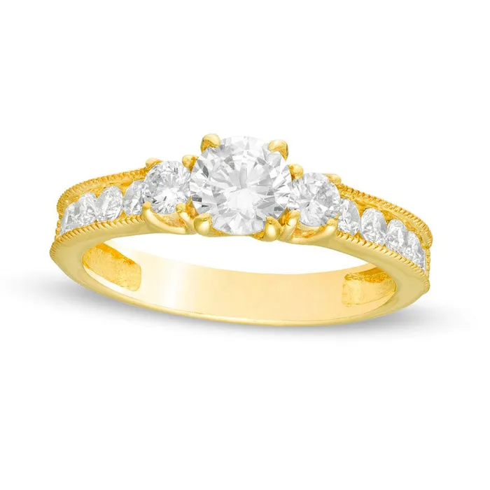 Goldia Rings 125 CT TW Natural Diamond Three Stone Engagement Ring in Solid 14K Gold Goldia Rings 125 CT TW Natural Diamond Three Stone Engagement Ring in Solid 14K Gold