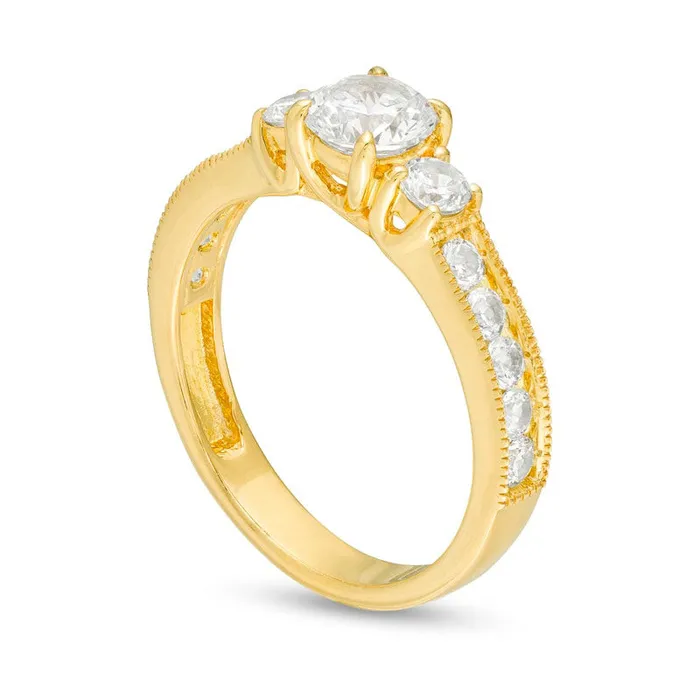 Goldia Rings 125 CT TW Natural Diamond Three Stone Engagement Ring in Solid 14K Gold Goldia Rings 125 CT TW Natural Diamond Three Stone Engagement Ring in Solid 14K Gold