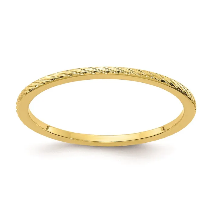 Goldia Rings 10K Gold 12mm Twisted Wire Pattern Stackable Band