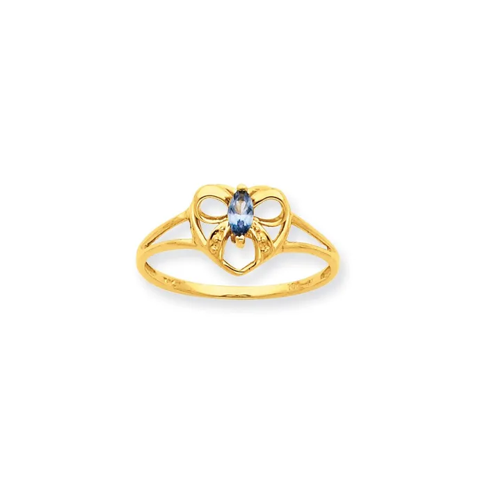 Goldia Rings 10K Yellow Gold Polished Geniune Aquamarine Birthstone Ring