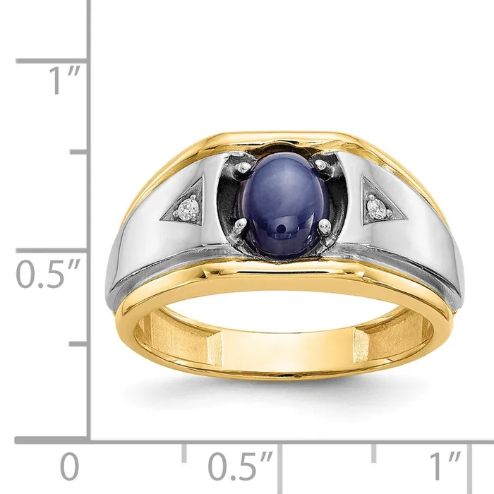 Goldia Rings 10K Yellow Gold u0026 Rhodium Blue Star u0026 01ct Real Diamond Mens Ring