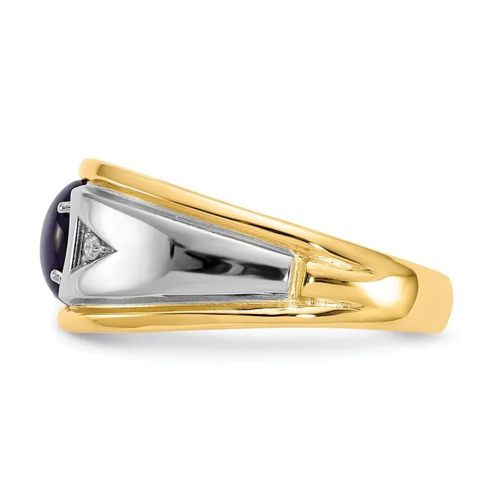 Goldia Rings 10K Yellow Gold u0026 Rhodium Blue Star u0026 01ct Real Diamond Mens Ring
