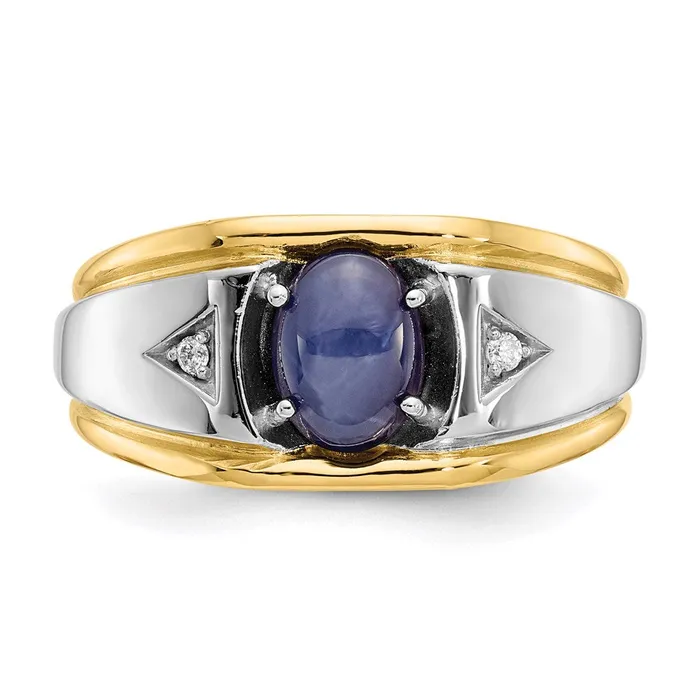 Goldia Rings 10K Yellow Gold u0026 Rhodium Blue Star u0026 01ct Real Diamond Mens Ring