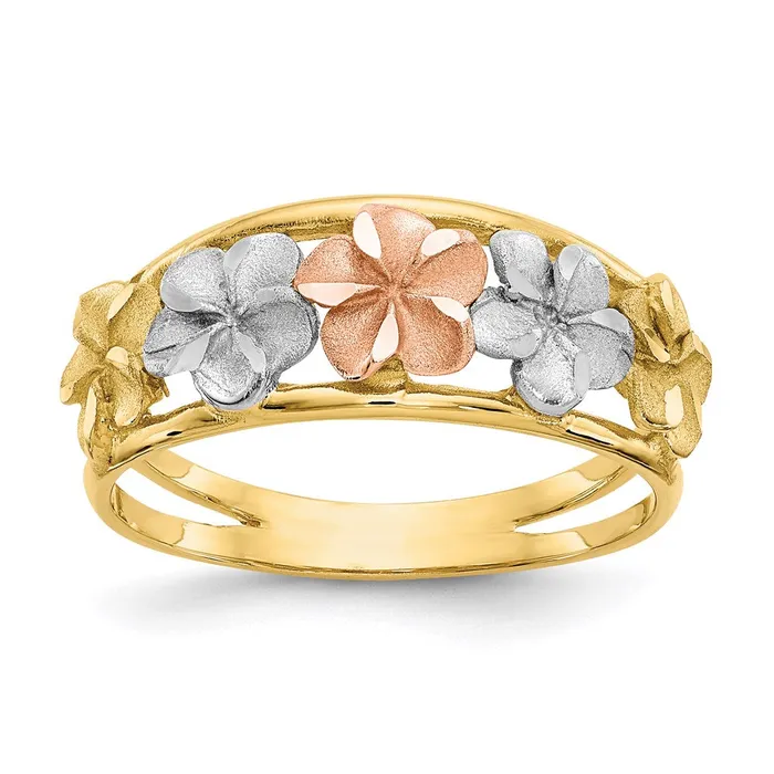 Goldia Rings 14k TwoTone Gold u0026 Rhodium SatinPolished DC Flower Ring Goldia Rings 14k TwoTone Gold u0026 Rhodium SatinPolished DC Flower Ring