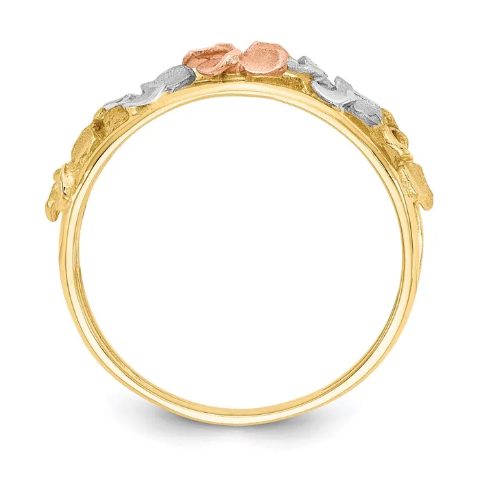 Goldia Rings 14k TwoTone Gold u0026 Rhodium SatinPolished DC Flower Ring