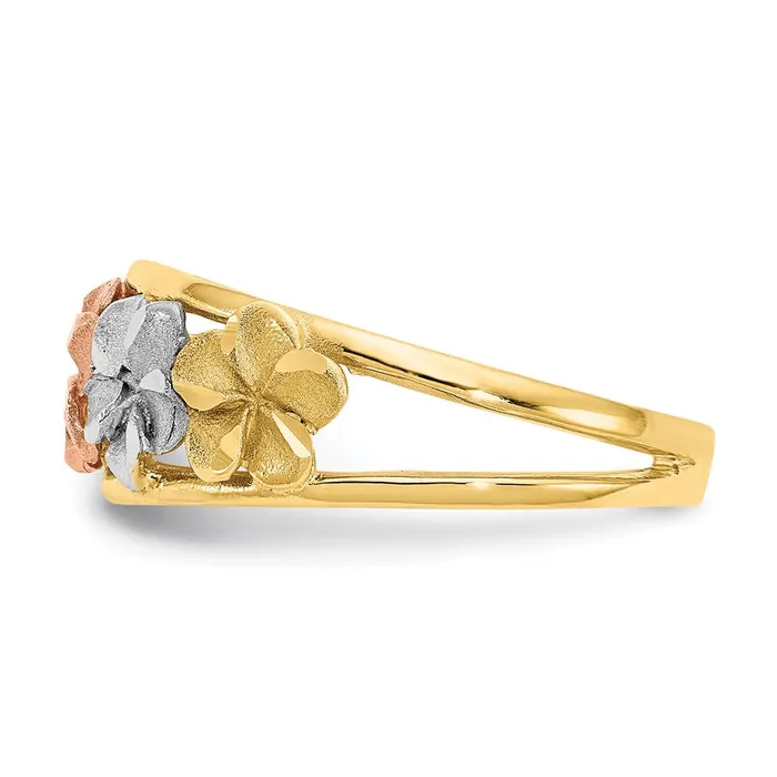Goldia Rings 14k TwoTone Gold u0026 Rhodium SatinPolished DC Flower Ring