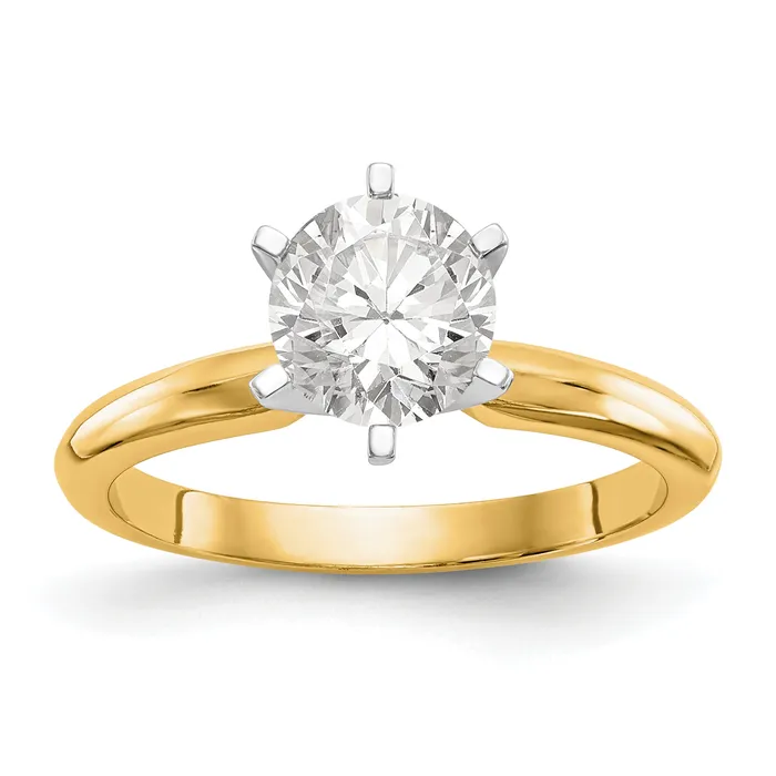 Goldia Rings 14k Twotone White Gold 12 Ct Round VSSI GH Lab Grown Diamond Solitaire Lightweight HalfRound 6 Prong Ring Goldia Rings 14k Twotone White Gold 12 Ct Round VSSI GH Lab Grown Diamond Solitaire Lightweight HalfRound 6 Prong Ring