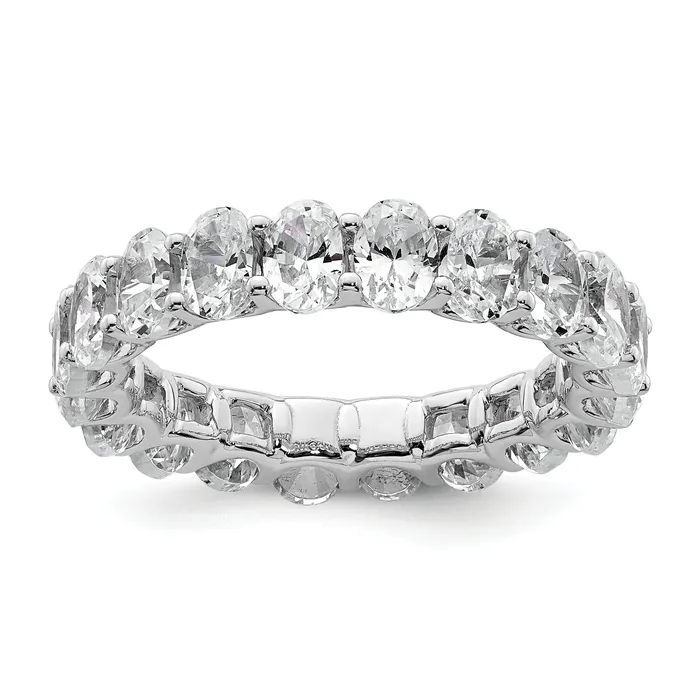 Goldia Rings 14k White Gold 14KW Oval Lab Grown Diamond VSSI G Eternity Band Ring Goldia Rings 14k White Gold 14KW Oval Lab Grown Diamond VSSI G Eternity Band Ring