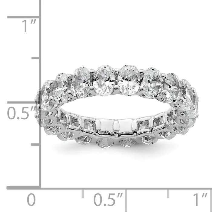 Goldia Rings 14k White Gold 14KW Oval Lab Grown Diamond VSSI G Eternity Band Ring