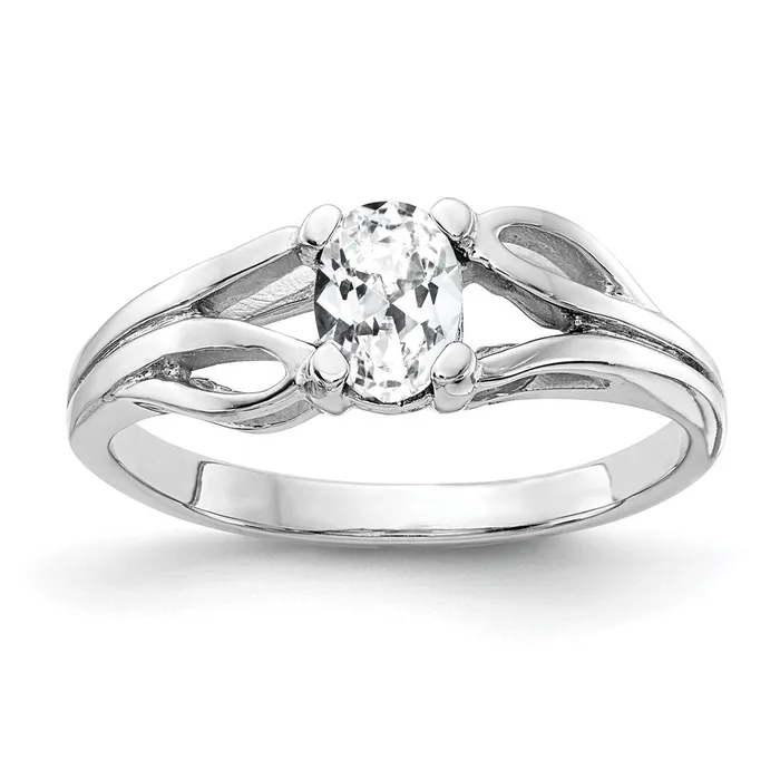 Goldia Rings 14k White Gold 6x4mm Oval Cubic Zirconia ring
