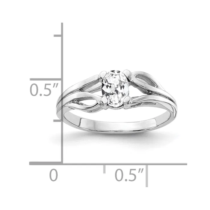 Goldia Rings 14k White Gold 6x4mm Oval Cubic Zirconia ring
