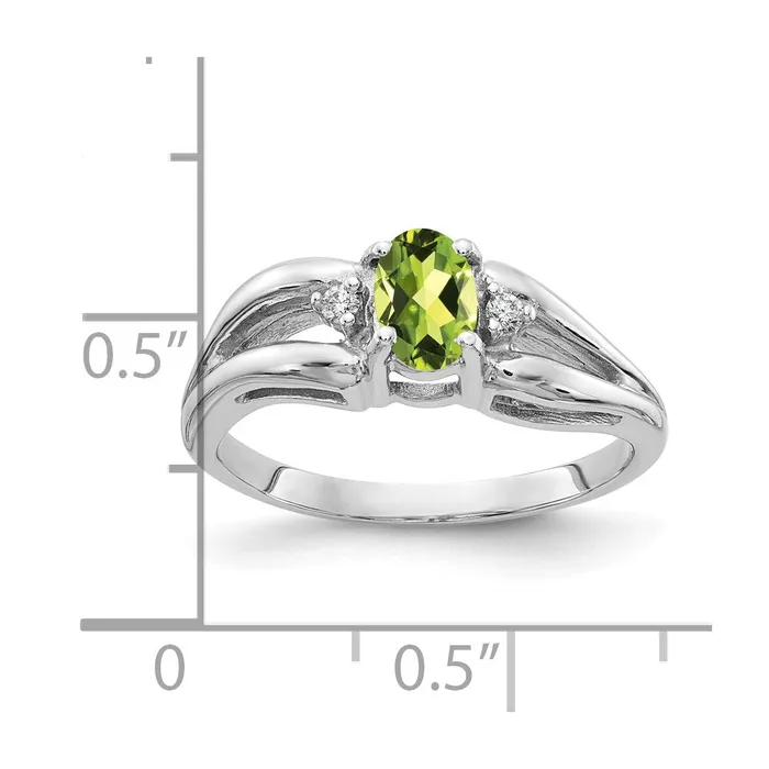 Goldia Rings 14k White Gold 6x4mm Oval Peridot A Real Diamond ring