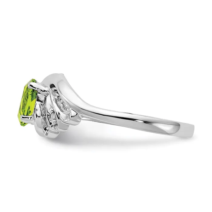 Goldia Rings 14k White Gold 6x4mm Oval Peridot A Real Diamond ring