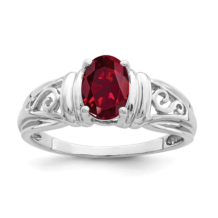 Goldia Rings 14k White Gold 7x5mm Oval Created Ruby ring