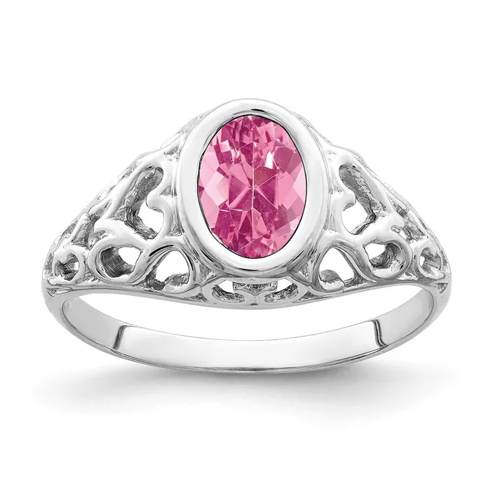 Goldia Rings 14k White Gold 7x5mm Oval Pink Tourmaline Ring
