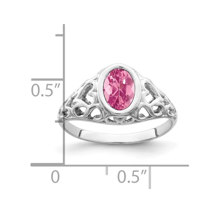 Goldia Rings 14k White Gold 7x5mm Oval Pink Tourmaline Ring