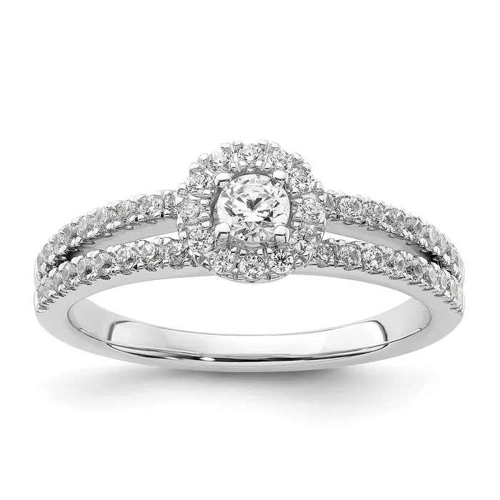 Goldia Rings 14K White Gold Lab Grown VSSI FGH Diamond Two Promises Halo Engagement Ring Goldia Rings 14K White Gold Lab Grown VSSI FGH Diamond Two Promises Halo Engagement Ring