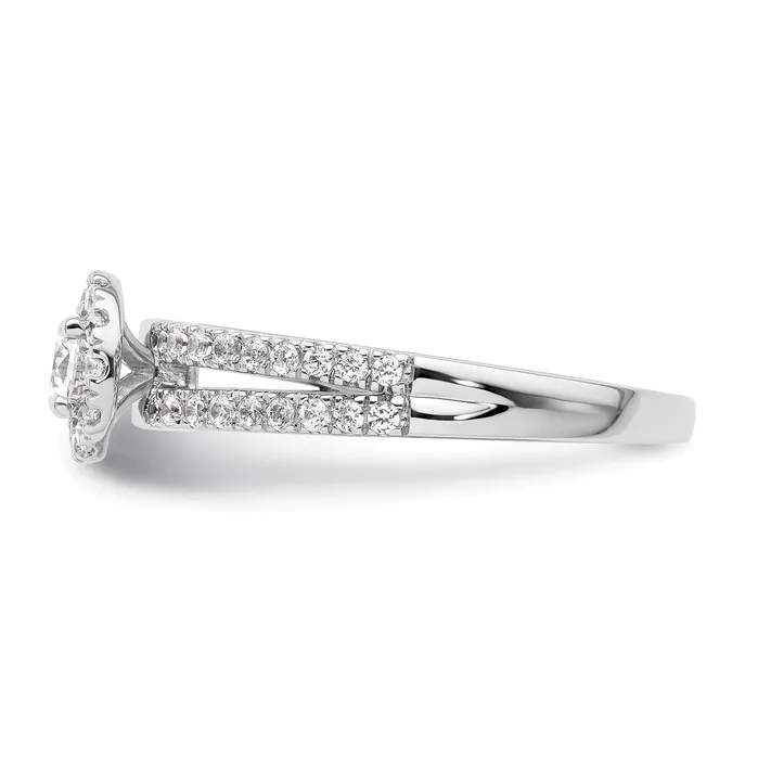 Goldia Rings 14K White Gold Lab Grown VSSI FGH Diamond Two Promises Halo Engagement Ring
