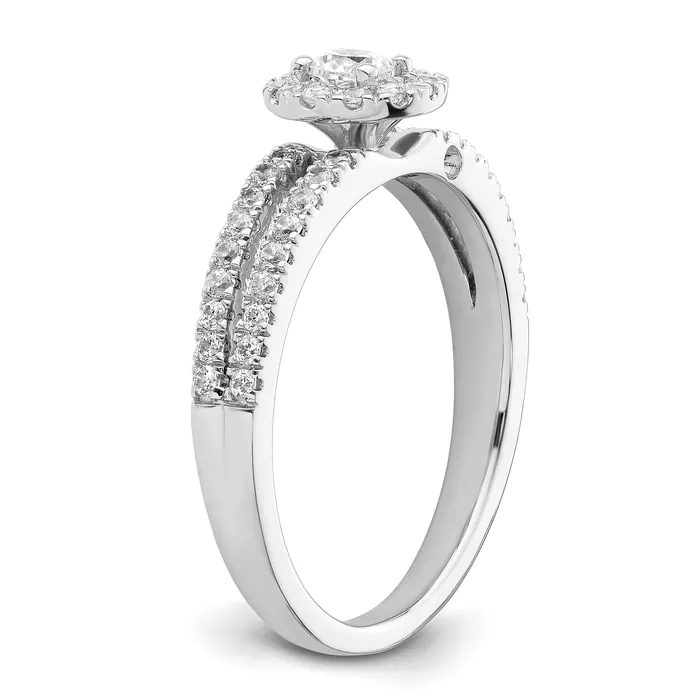 Goldia Rings 14K White Gold Lab Grown VSSI FGH Diamond Two Promises Halo Engagement Ring